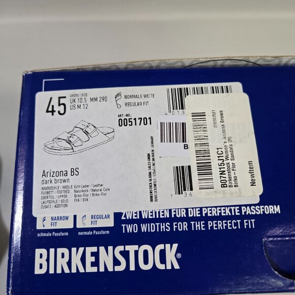 Birkenstock Arizona BS Brown Birko Flor Sandals Men 12 Women 14 NIB EU 45 ($117) main image 2
